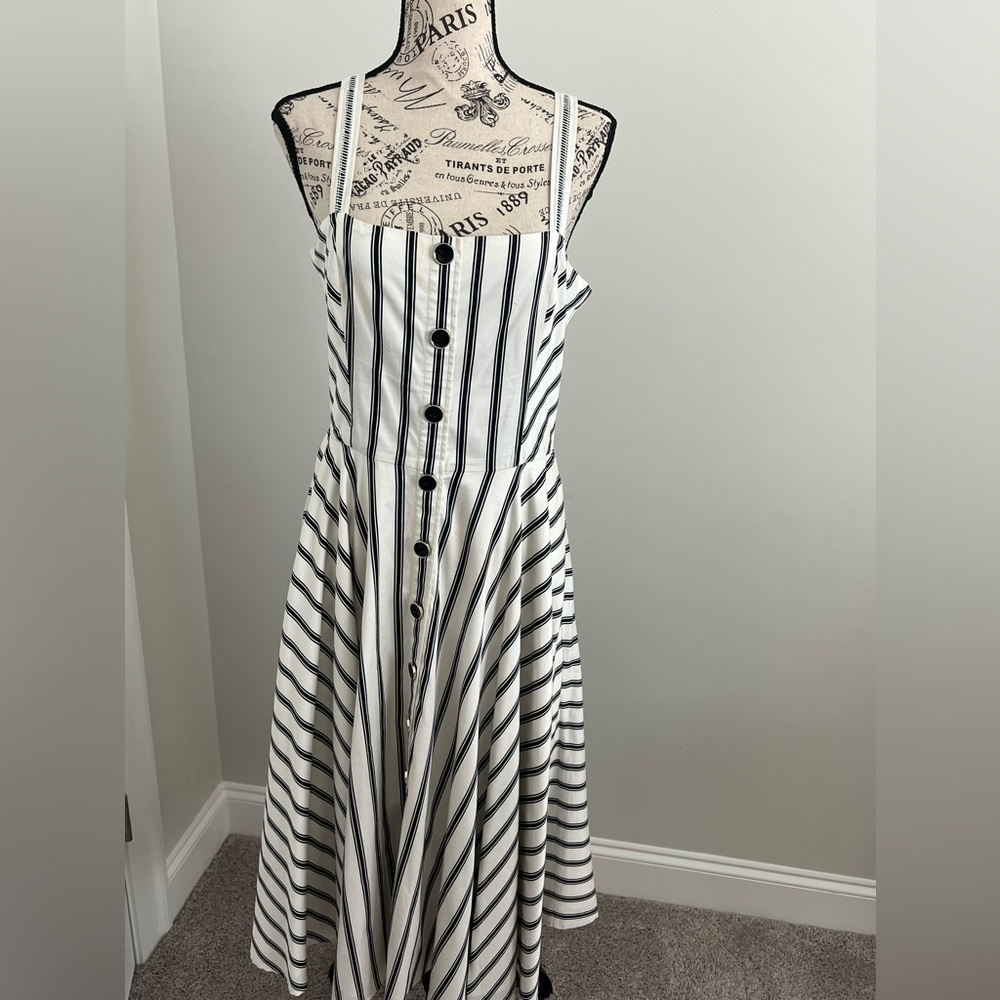 WHBM Button Front Fit & Flare Midi Dress